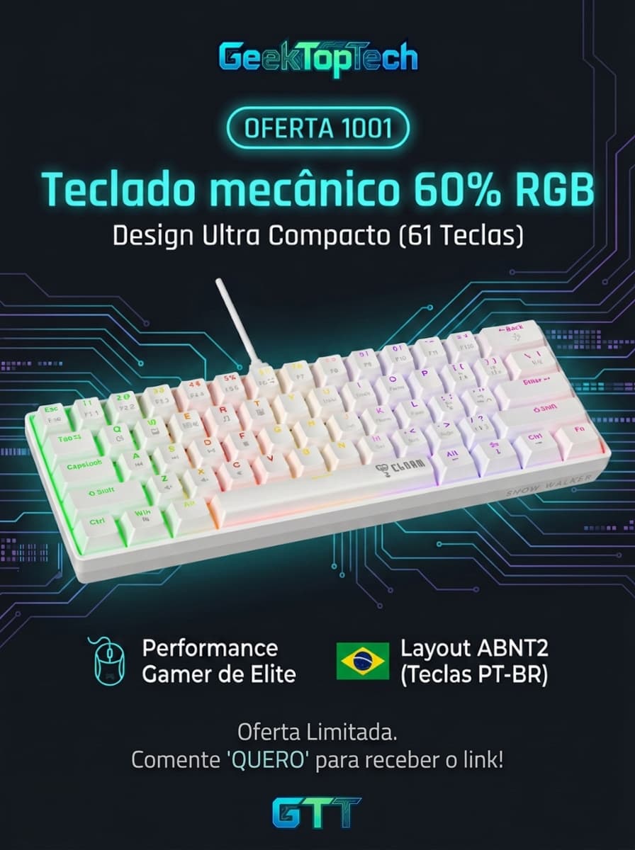 Teclado Gamer Clanm 60% Snow V2 Walker Rgb Switch Red Mecânico Branco
